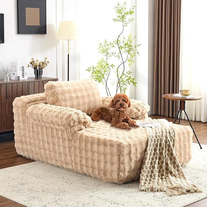 VINGLI Boneless Chaise Lounge Chair Indoor, 55.5" Deep Seat Sleeper Sofa Bed - Image 9