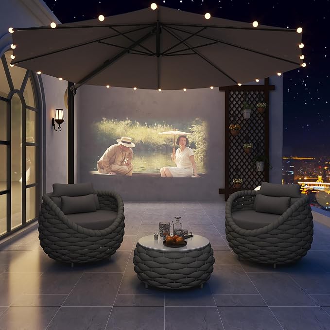 TWT Aluminum Outdoor Patio Furniture Set, Dark Grey - Image 8