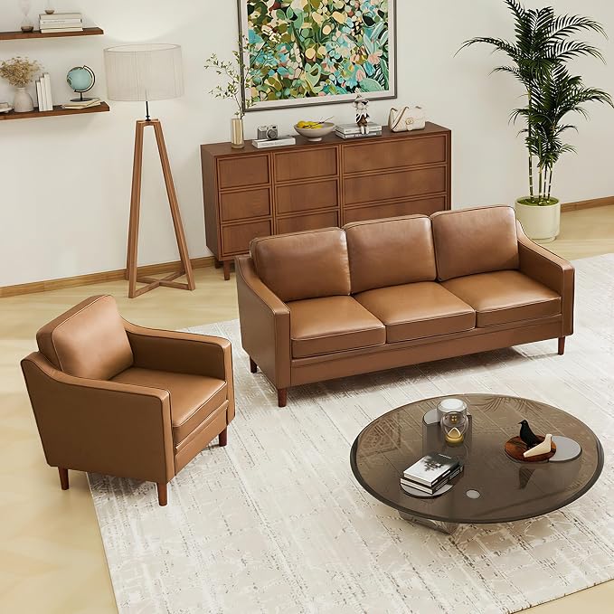 Kingfun Living Room Furniture Sets, 3 Seater Couch and Armchair, Mid Century by KINGFUN-Anexcitingoption