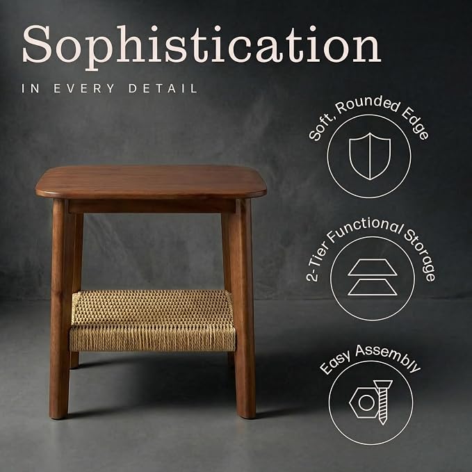 Alaterre Furniture Calais 2-Tier Solid Wood End Table - Image 6