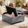 LINLUX Extra Large Leather Storage Ottoman, 35.5 Inch Large Square Lift Top by LINLUX
