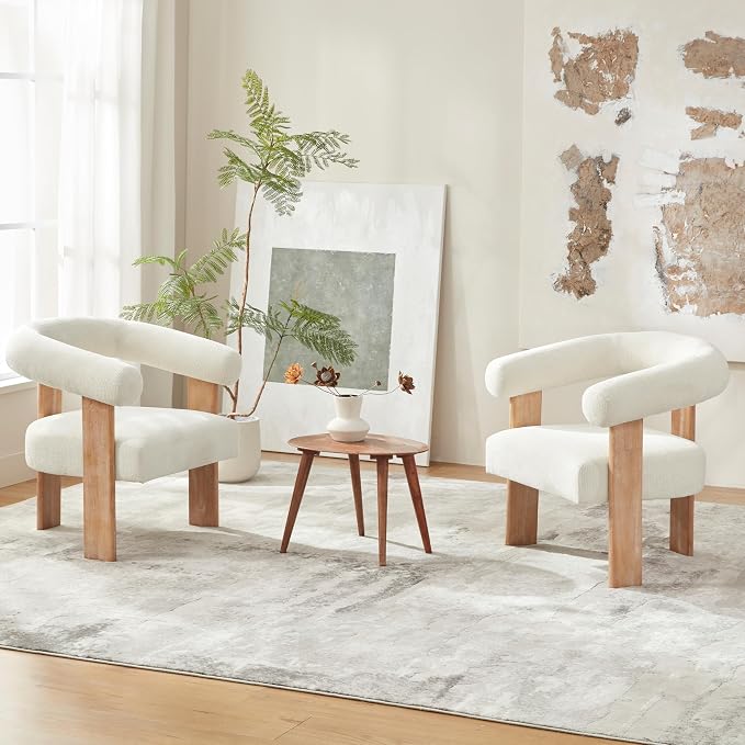 VKNOW Accent Chairs Set of 2, Modern Upholstered Living Room Chair Armchair by VKNOW