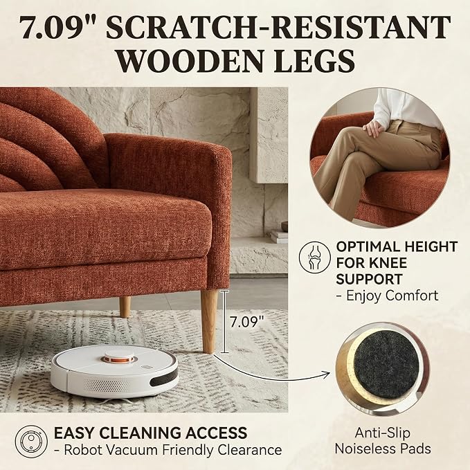 49" Small Loveseat Sofa for Small Spaces, Mid Century Modern Sofa, Linen - Image 7