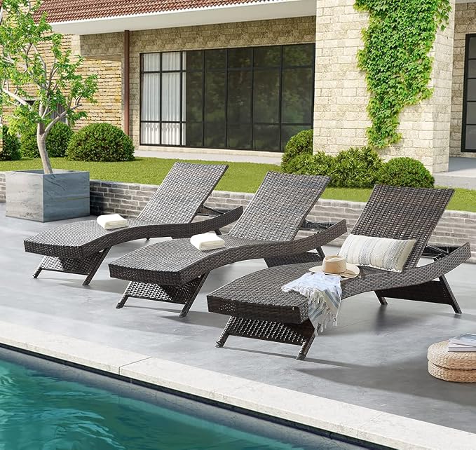 79'' Long Reclining Chaise Lounge Set, Outdoor Wicker Reclining Lounge Chair - Image 9