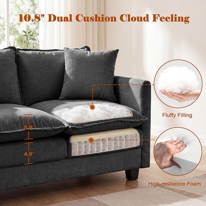 Loveseat Sofa Cloud Sofa Couch 50'', Modern Loveseats 2 Seat Couch 27" Deep Seat - Image 4