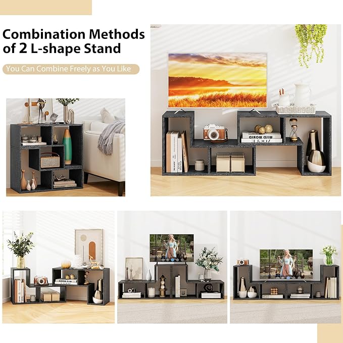 Tangkula 3 Pieces Console TV Stand, Free-Combination Entertainment Center - Image 7