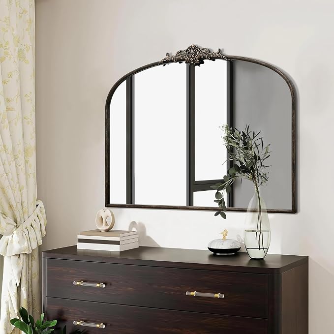 Besdomus Vintage Arched Black Mirror: 40"x29" French Large Arch Antique Wall - Image 4