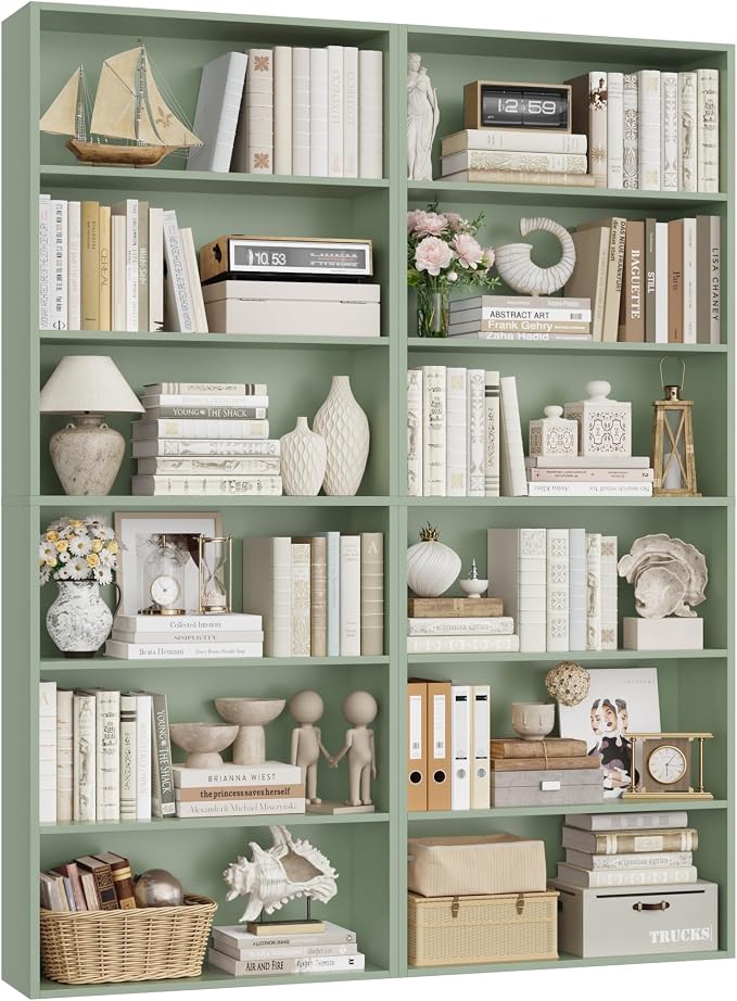 FOTOSOK 6-Tier Open Bookcase and Bookshelf Set of 2, Freestanding Display - Image 8
