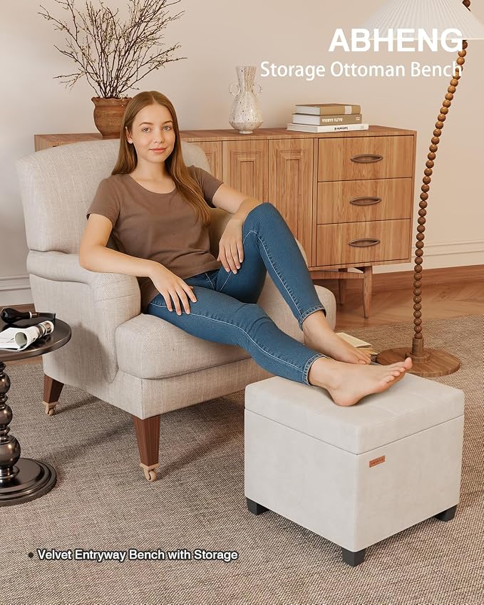 ABHENG Velvet Cover Steel Frame Ottoman - Image 5