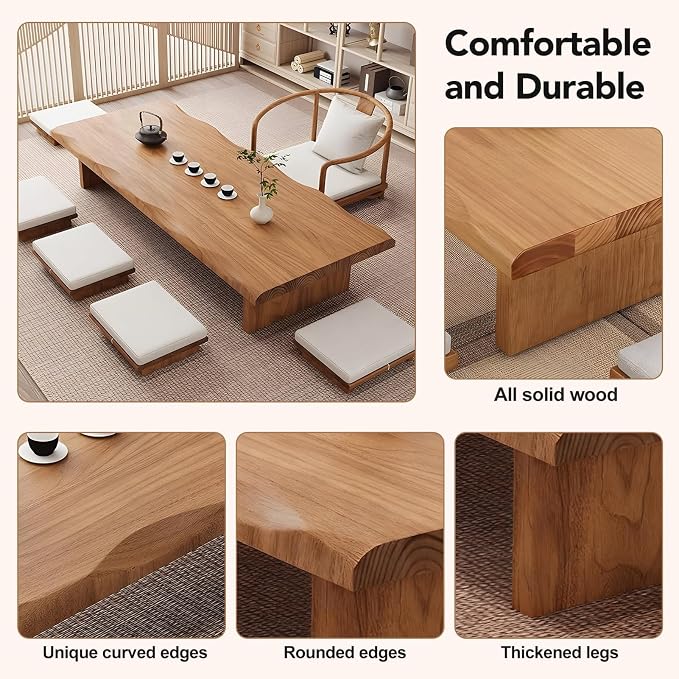 Solid Wood Japanese Low Floor Table Meditation Floor Sitting Altar Table - Image 3