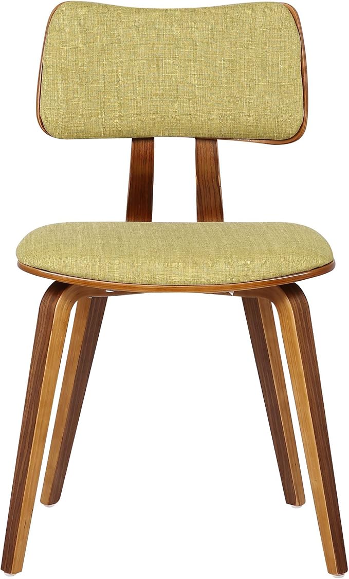 Armen Living Jaguar Mid-Century Dining Chair in Walnut Wood and Green Fabric - Image 6