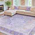 RELEANY Area Rugs 7'x10' Washable Non-Slip, Floral Vintage Distress Print by RELEANY