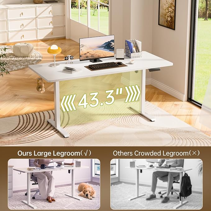 Veken 63x27.6 Inch Large Electric Standing Desk, Heights Adjustable, Sit to - Image 9