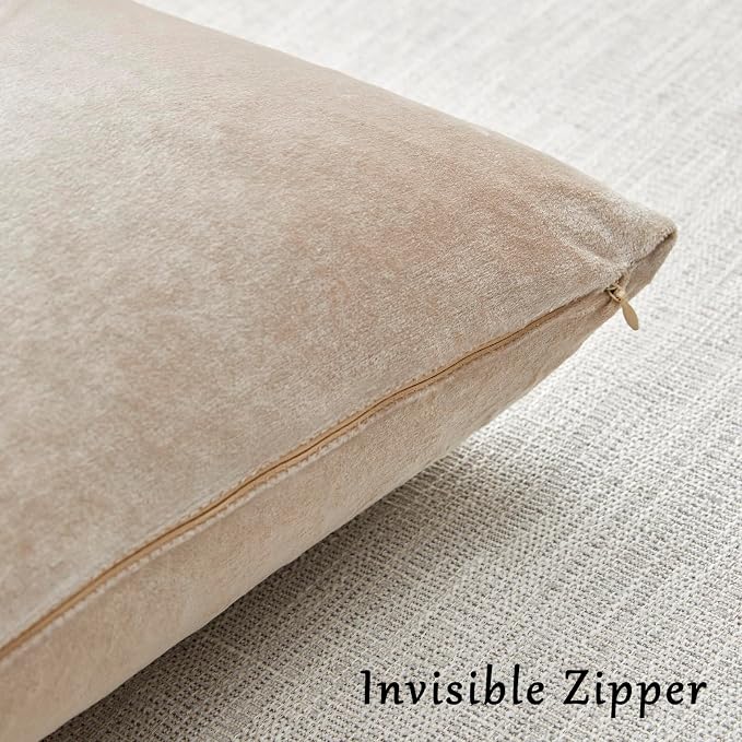 GIGIZAZA 16x16 Beige Pillow Covers: Pack of 2 Champagne Vintage Throw Pillows - Image 4