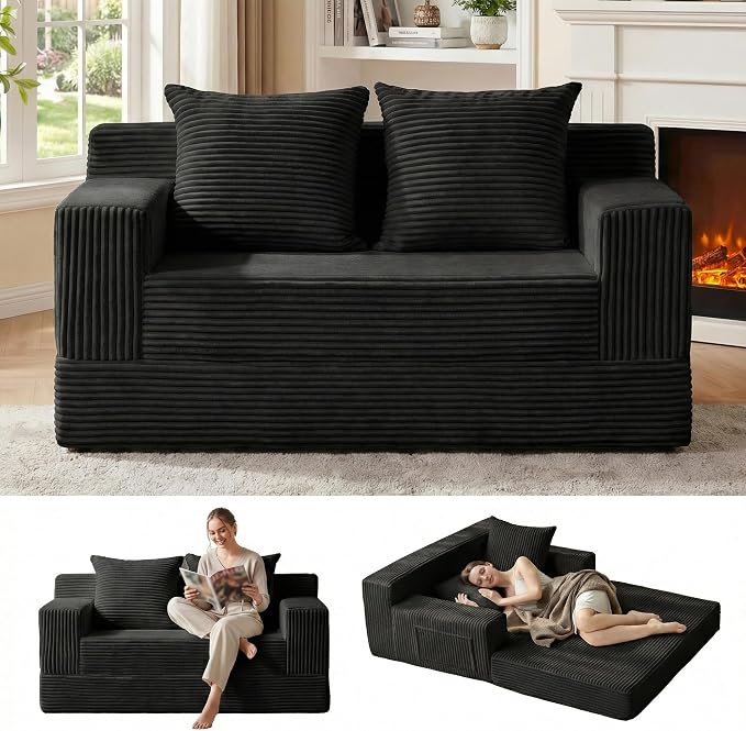 Erament Loveseat Boneless Convertible Sofa Bed, Folding Floor Futon Sleeper by Unknown