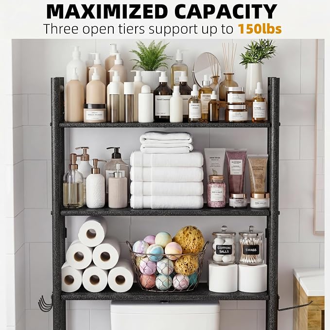 GloTika 3-Tier Over Toilet Storage - 150lb Total Capacity Metal Bathroom - Image 5