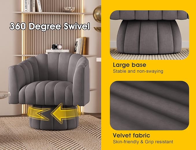 Dewhut Swivel Accent Chair, 360° Swivel Barrel Chair - Image 7