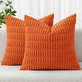 MIULEE Pack of 2 Orange Corduroy Decorative Pillow Covers 18x18 Inch Soft Boho by MIULEE