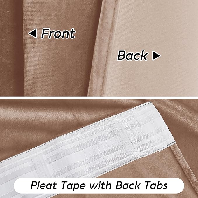 RYB HOME Blush Velvet Curtains 96 inches 2 Panels Set, Thermal Insulated - Image 4