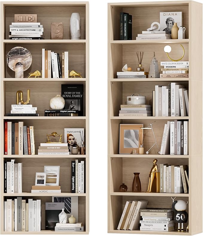 Furniwell 71" Tall Bookcase Bookshelves, 6 Tier Floor Standing Bookcases Open by WellFurnitureHomeLifeWell