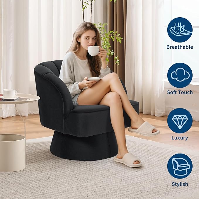 Garvee Ultra-Plush Swivel Accent Chair, 360° Barrel Lounge Chair - Image 4