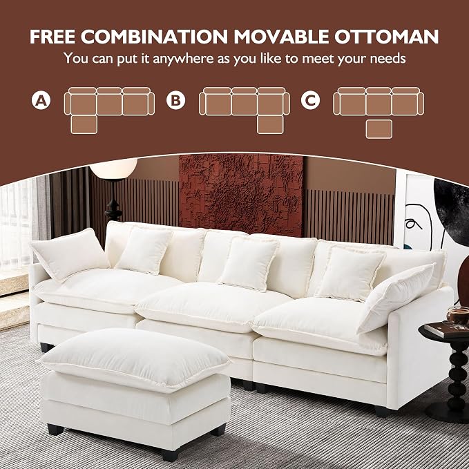 Ihanherry 111.4" L Shaped Modern Sofa Modular Sectional Cloud Couch - Image 5