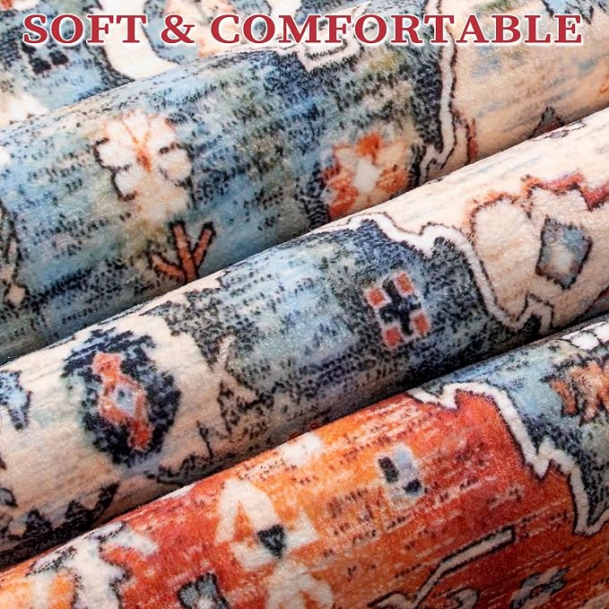 SERISSA Bedroom Rug 4x6 Boho Tribal Rug, Vintage Washable Area Rugs Non Slip - Image 4