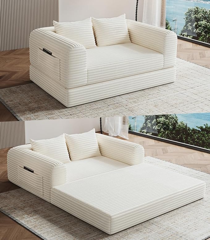 Versatile 2 in1 Loveseat Armchair Couch Convertible Boneless Chaise Lounge by SYFERLORY