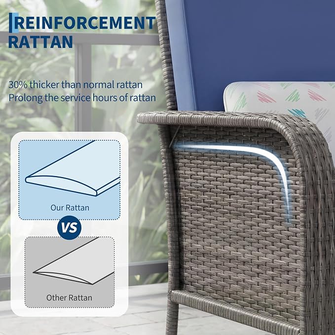 GarveeHome Outdoor Wicker Chairs Set of 2, All-Weather High Back Rattan Patio - Image 3