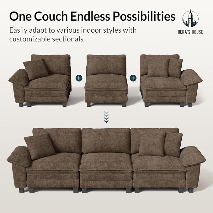 HERA'S HOUSE 124" Modular Sectional Sofa, Oversized L Shaped Couches - Image 7
