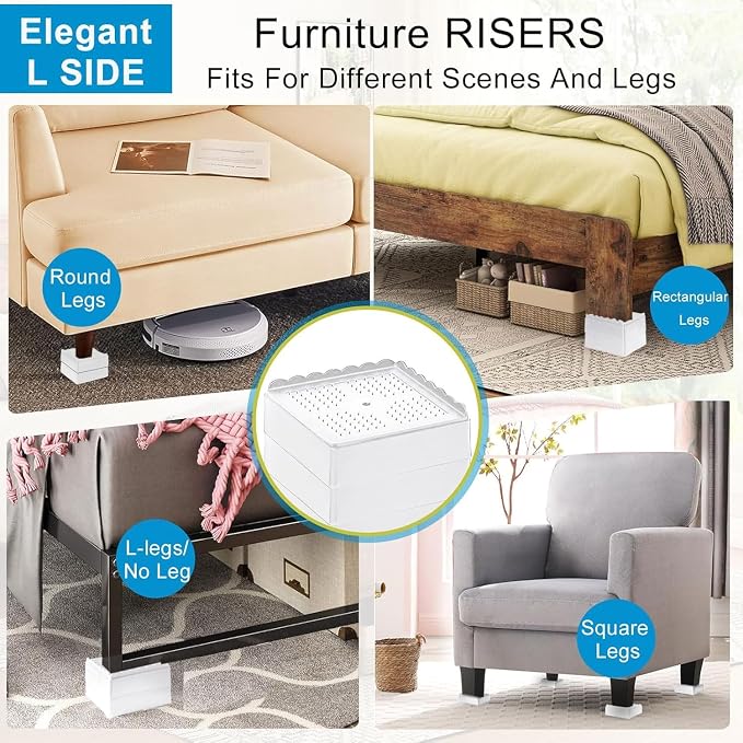 Bed Risers 1 inch, 2 inch, 3 inch, 4 inch Heavy Duty, Adjustable Furniture Riser - Image 3