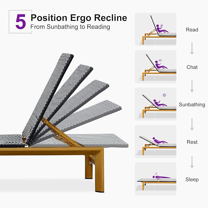 PURPLE LEAF Extra Wide Outdoor Chaise Lounge French Hand Woven Wicker Patio - Image 8