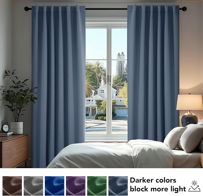 Deconovo Blackout Curtains, Thermal Insulated, W52 x L63 2 Panels, Back Tab - Image 4