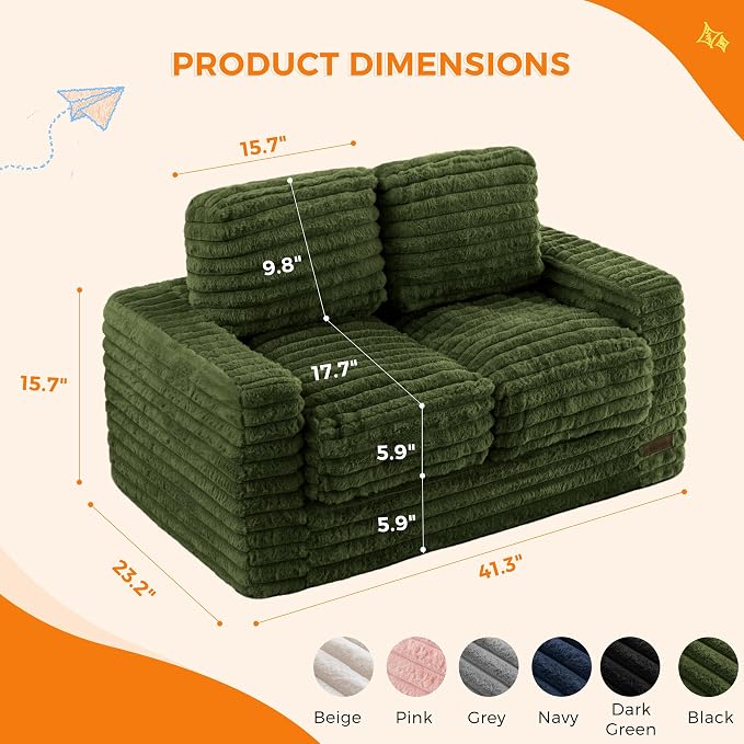 MAXYOYO Extra Wide Kids Bean Bag Chair, Comfy Faux Fur Bean Bag Sofa - Image 2