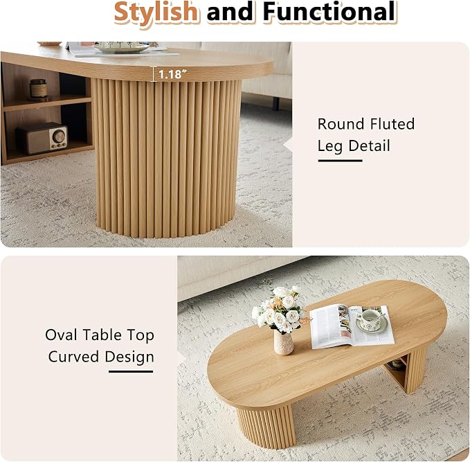 Oval Fluted Coffee Table - Image 3