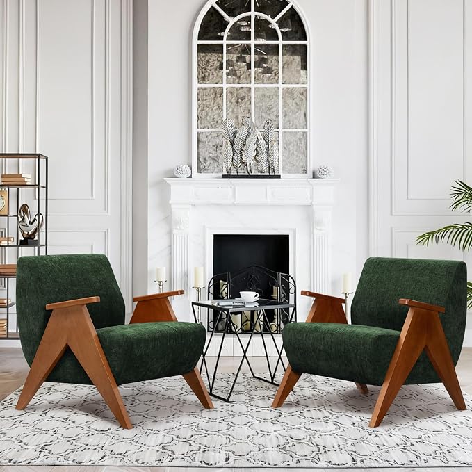 2 Pcs Home Accent Chair Mid Century Modern Accent Chair by Unknown