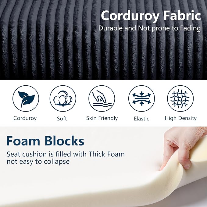 35.3" Corduroy Ottoman with Storage Oversized Ottoman - Image 5