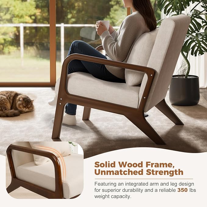 ELUCHANG Modern Accent Chairs Set of 2, Upholstered Reading Arm Chair - Image 6