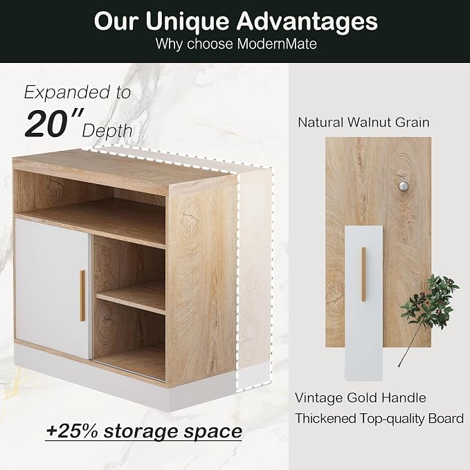 ModernMate Modern Light Walnut Wood Accent Cabinet - Image 6
