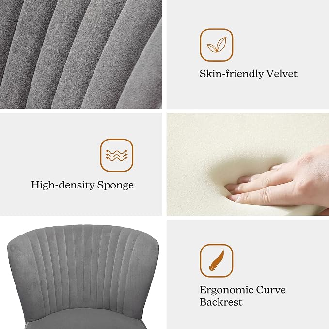 HULALA HOME Velvet Accent Chair, Modern Upholstered Cute Side Chair - Image 5