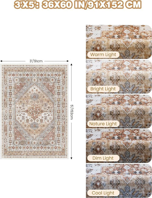 3x5 Washable Area Rug for Entryway, Kitchen Rugs Non Slip for Dining Room - Image 2
