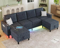 Sectional Couches for Living Room, 6-Seats Soft Linen Fabric Sectional Sofa by BULAIMEIKEEY