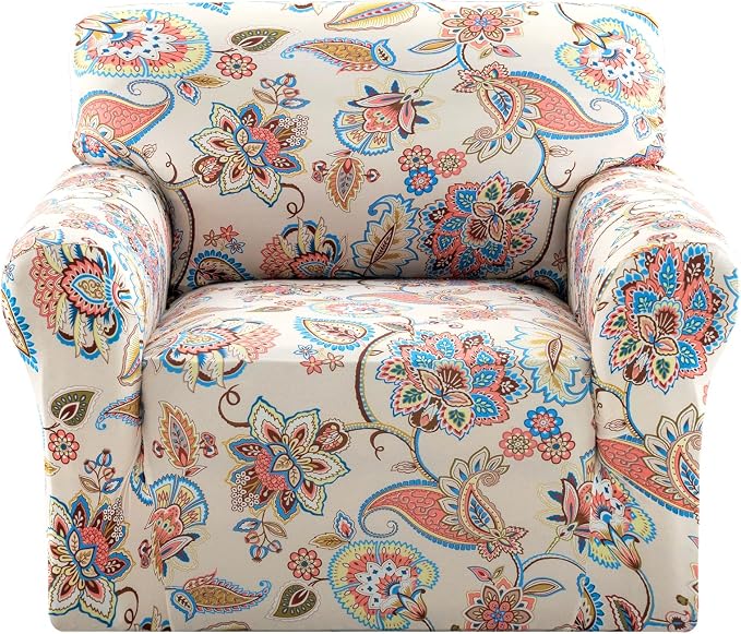 H.VERSAILTEX Floral Pattern Chair Covers Armchair Printed Chair Slip Covers by HVERSAILTEX