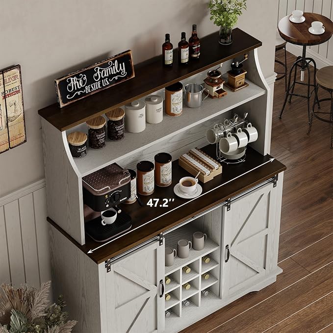 REVOMINCA 47 Inch Farmhouse Coffee Bar Cabinet - Image 5