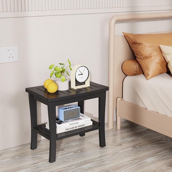 Bamboo Black Shower Bench Stool Shower Chair Seat Adult Women Her Sister Aunt - Image 7