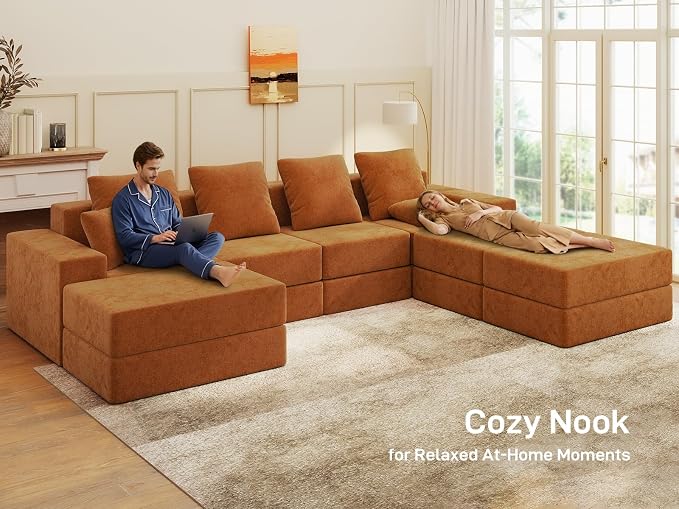 Living&Giving 128" U-Shaped Cloud Sectional Couch - Image 8