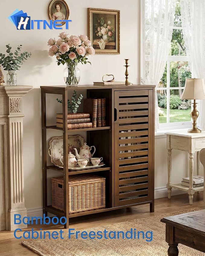 HITNET Bathoom Storage Cabinet, Bamboo Floor Cabinet - Image 4