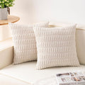 Pack of 2 Corduroy Decorative Throw Pillow Covers 20x20 InchSoft Boho Striped by Unknown