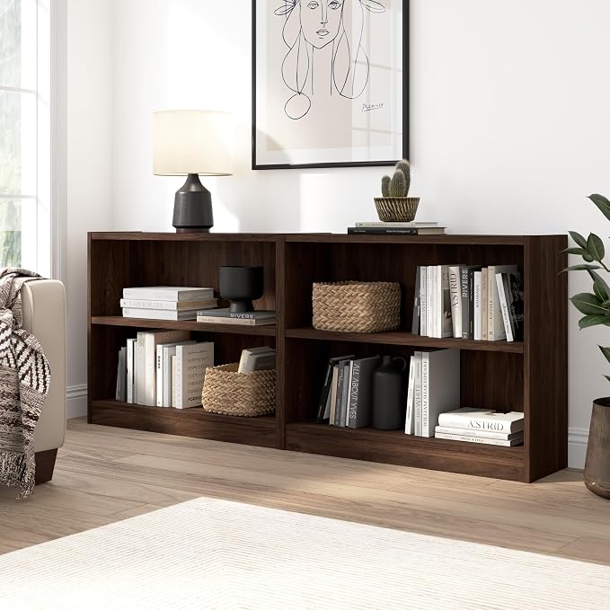 Bush Home Small 2 Shelf Bookcase, 2 Tier Bookshelf Storage Cabinet - Image 4