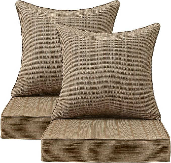 Outdoor Deep Seat & Back Cushion Set, 24 x 24 Inch Water Repellent and Fade by Supflourishia